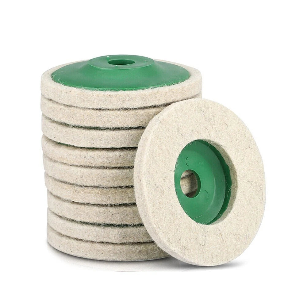 10X 100mm Wool Buffing Angle Grinder Wheel Felt Polishing Disc Pad