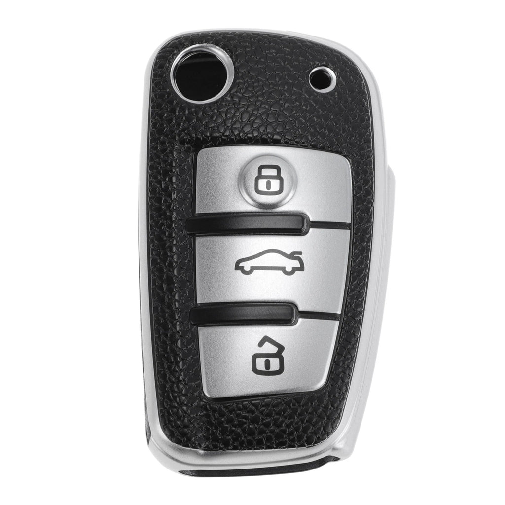 Car Key Case TPU Silver Tone for Audi A1 A3 A4 3 Button (2010–2020)