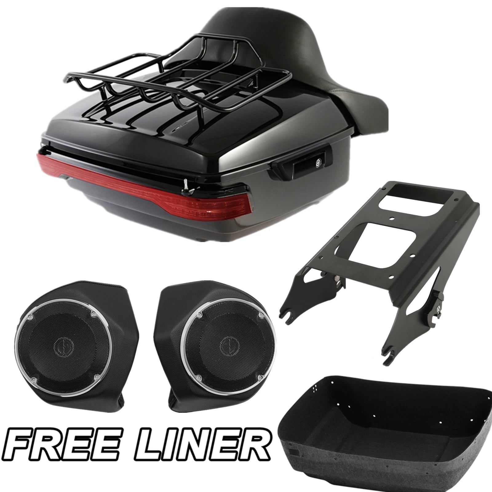 Trunk Backrest Pad with Speakers for Harley Touring (2009–2013)