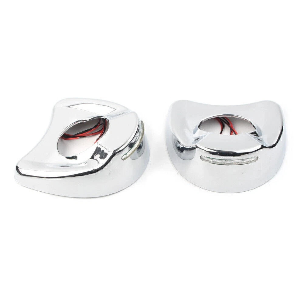 LED Chrome Fairing Mount Side Mirror Cover for Harley Electra Glide (1996–2013)