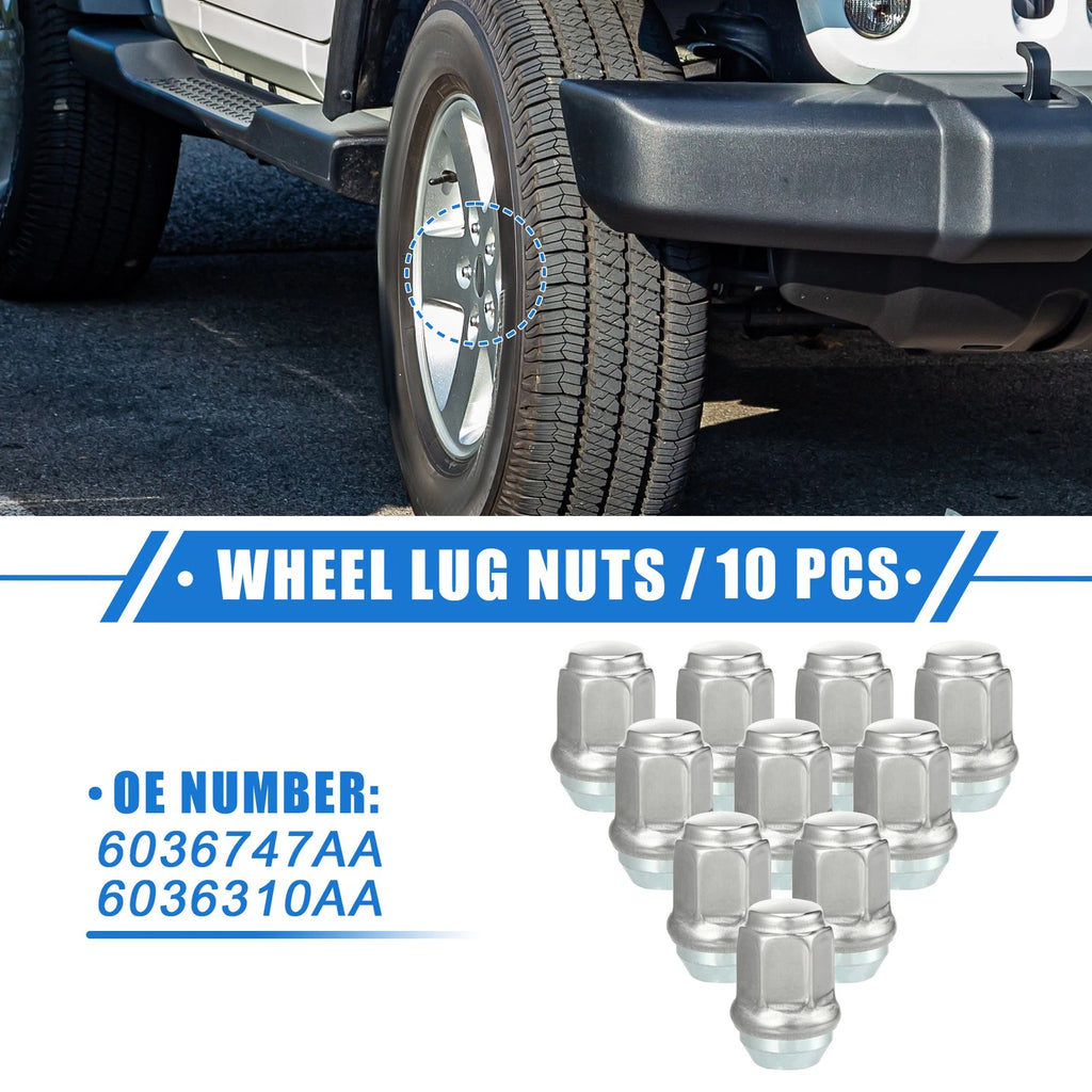 10pc Wheel Lug Nuts Replacement for Jeep Wrangler Liberty for Dodge Challenger (2008–2023)