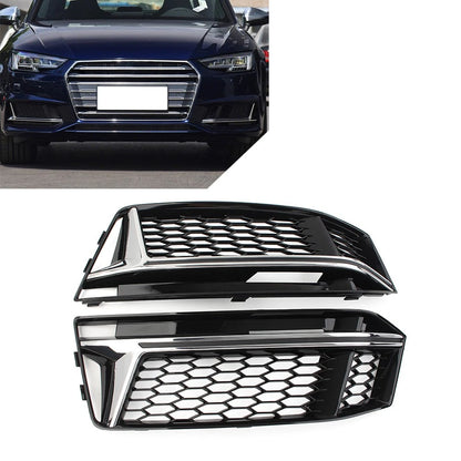 2X Front Bumper Fog Light Cover Grille for Audi A4 B9 S4 (2016–2018)