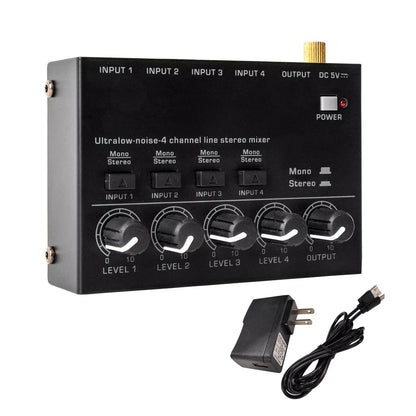 4 Channel Mini Line Audio Stereo Mixer for Live Studio (DC 5V)