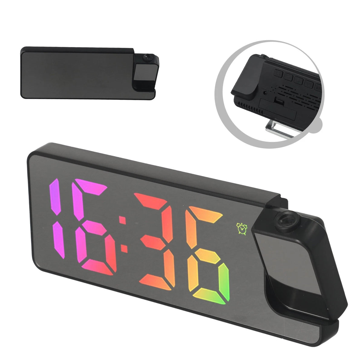 Temperature Sensing Electronic Clock for Adjustable Angle Projection