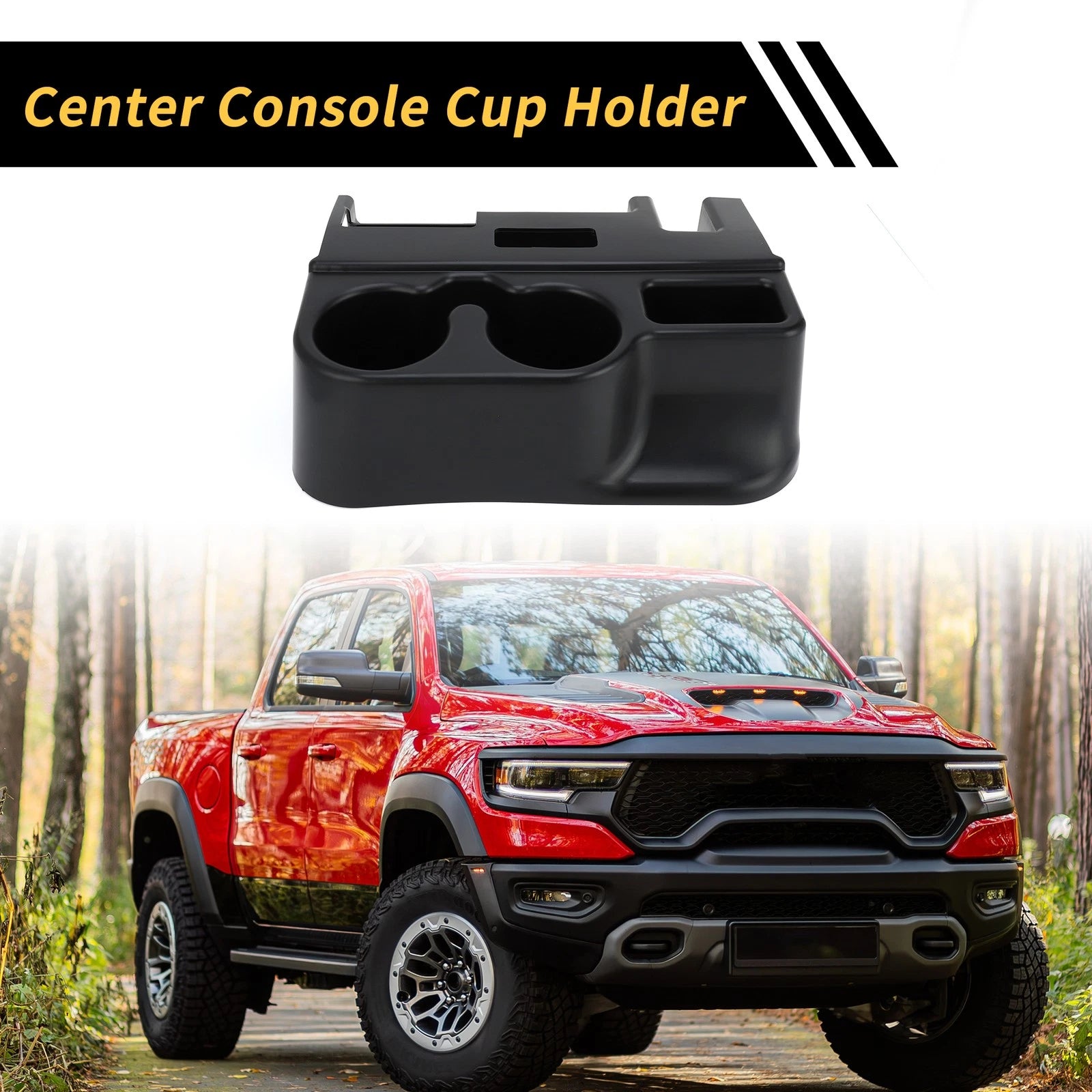 Center Console Cup Holder for Dodge Ram 1500 2500 3500 Coin Tray Black (2013–2024)