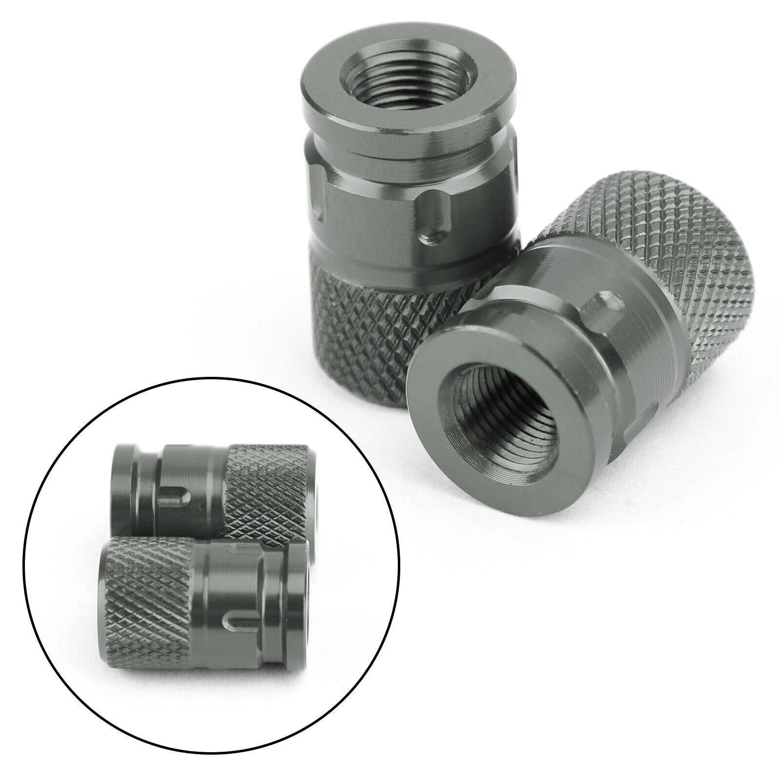 2X CNC Titan-color Anti-Thief Tire Valve Stem Caps for Car Truck Bike Motorcycle
