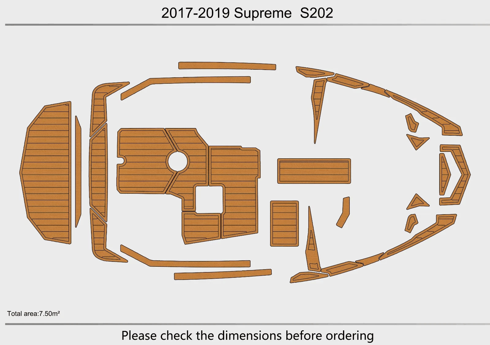 EVA Pads for Supreme S202 Cockpit Swim Platform (2019) - Foam Teak Faux Deck