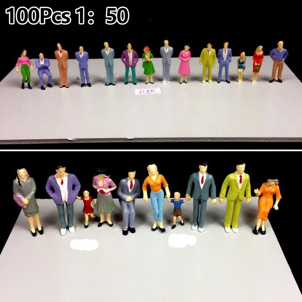 Painted Figures Model Sand Table 100 Pcs 1:50 Scale Multicolor