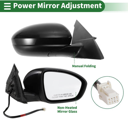 Right Side Door Mirror for Nissan Altima (2019–2023) Manual Folding Black