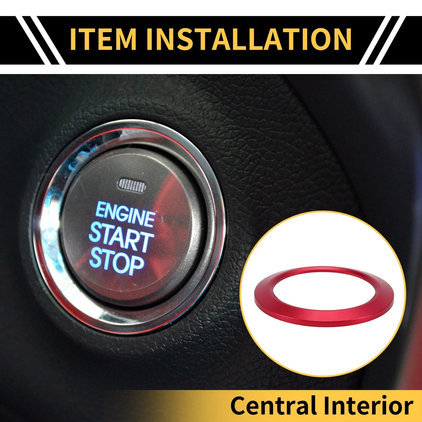 Engine Start Stop Button Switch Knob Cover Ring for Ford F-150 (2016–2021)
