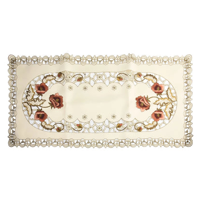Luxury Oval Vintage Embroidered Lace Tablecloth 40x85cm