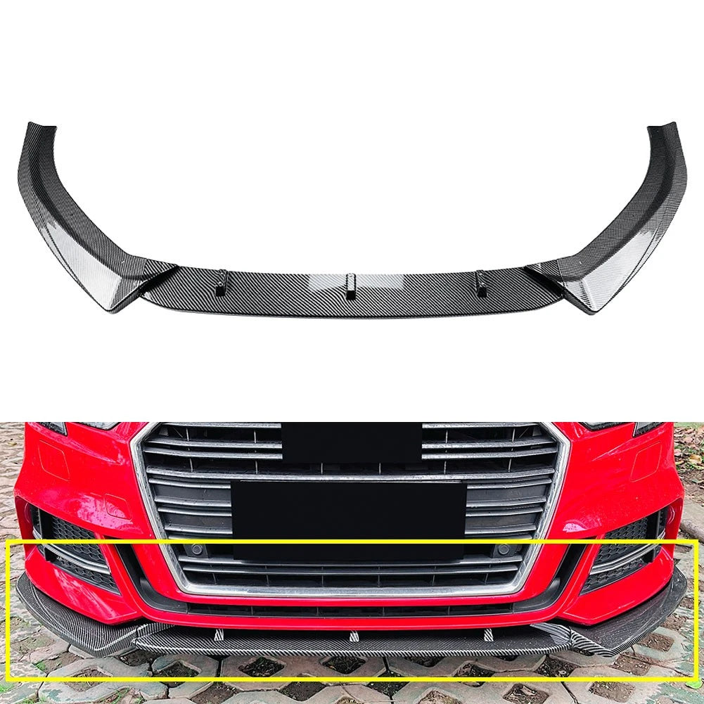 Front Bumper Lower Lip Spoiler for Audi A3 S3 8V Sedan (2017–2020)