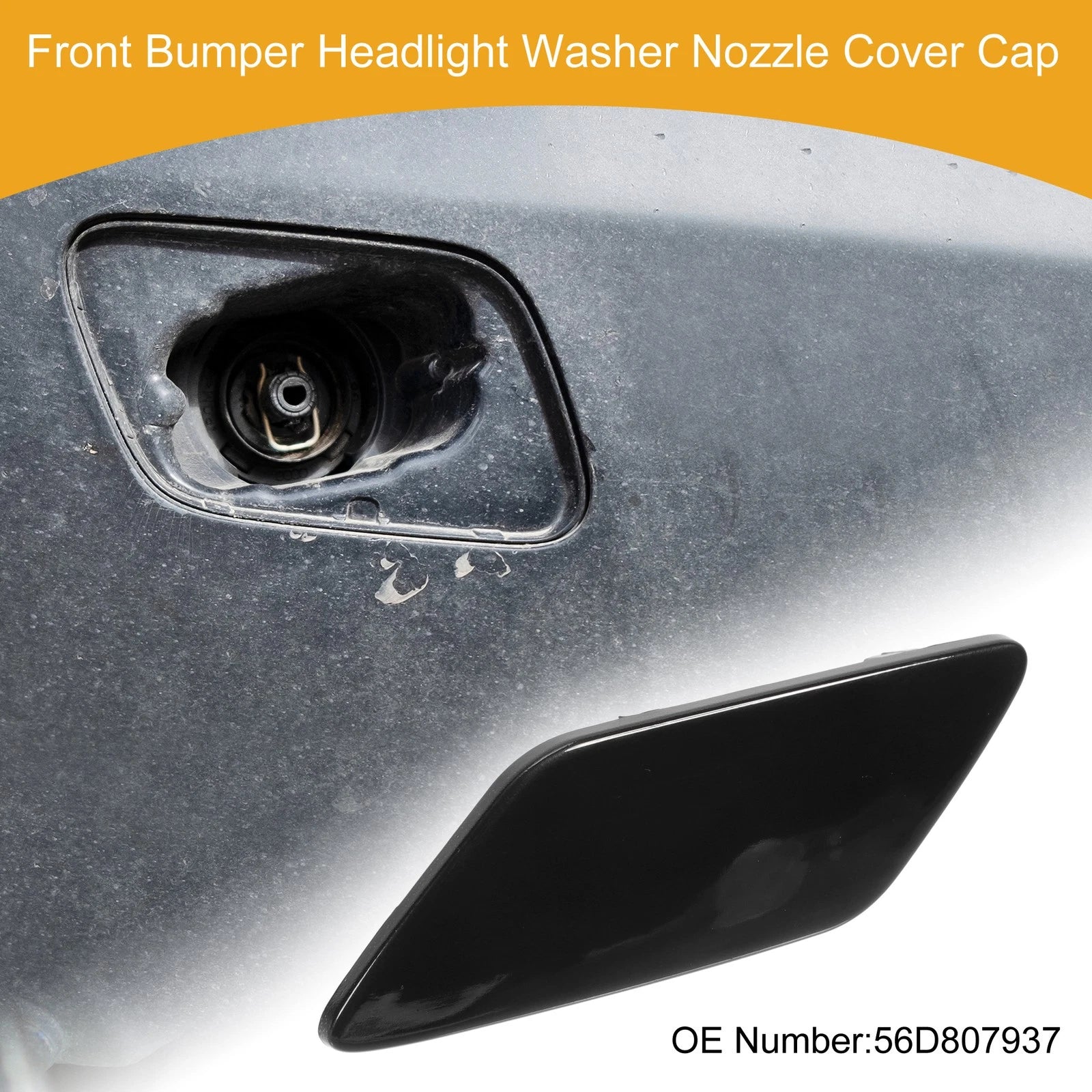 Front Left Washer Nozzle Cover Cap for VW Passat (2011–2018) 1Pcs Black
