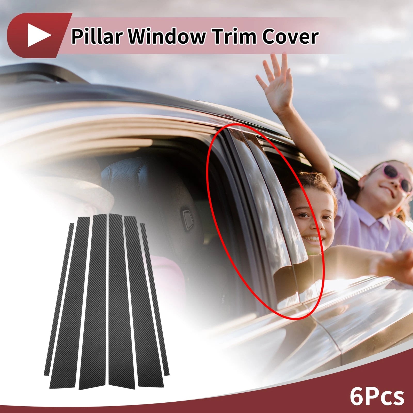6 Pcs Door Pillar Window Trim Replacement for Toyota Highlander (2001–2007)