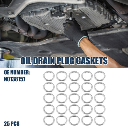 Oil Drain Plug Gaskets Set 25 Piece 14mm for Audi A3 Quattro Q5 Q7 (2005–2018)