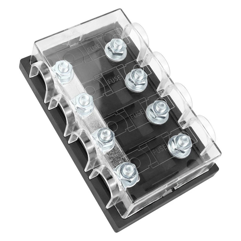 4 Position 50A Fuse Block with Clear Cover for Vehicle Use