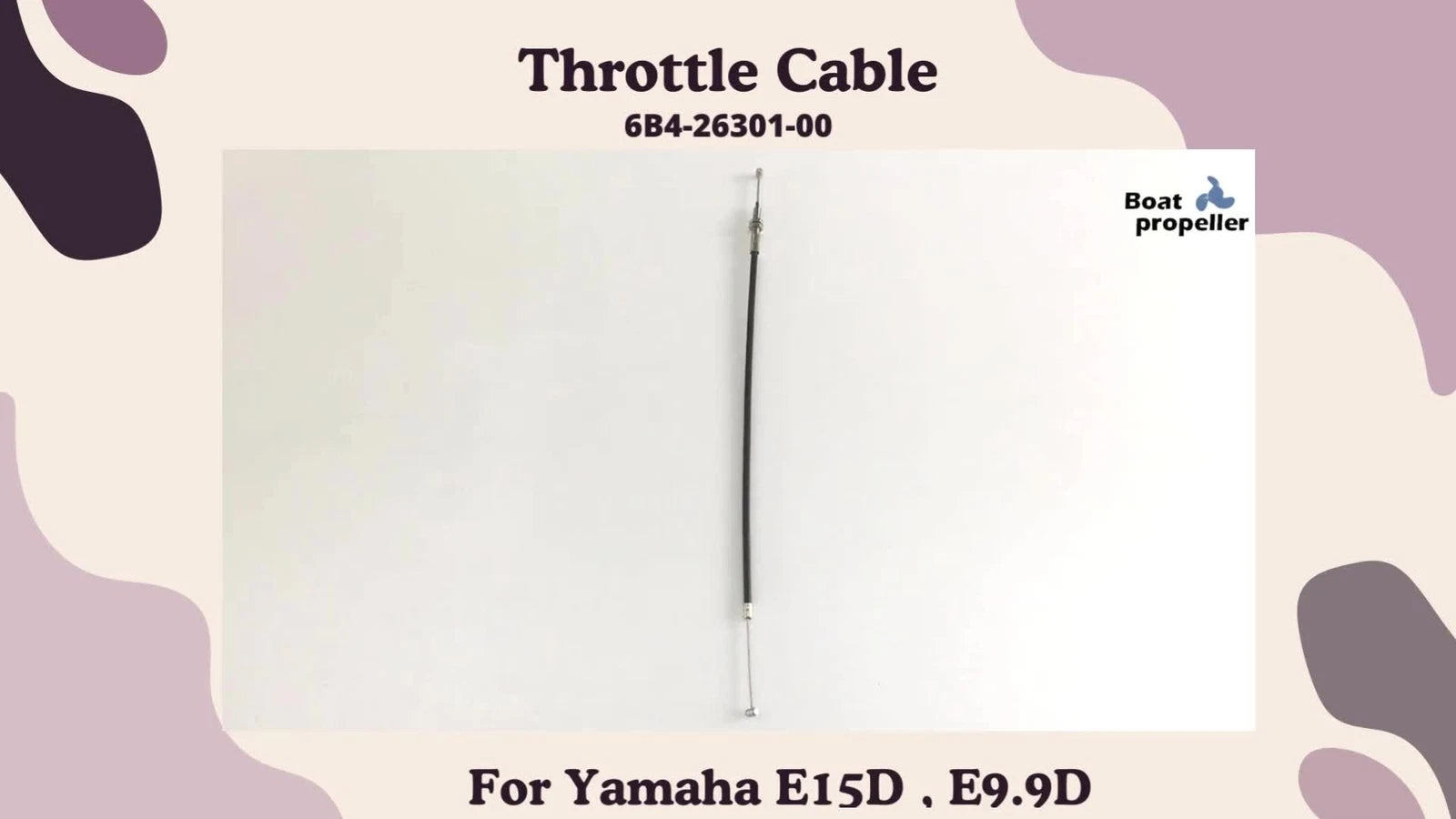 Throttle Cable 6B4-26301-00 for Yamaha Outboard 2-Stroke 9.9 15 HP (E9.9D E15D)