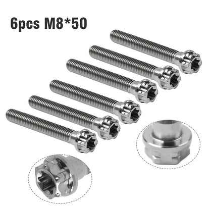 Set of 6 Titanium M8x50mm Torx Head Flange Screws for Motorcycle
