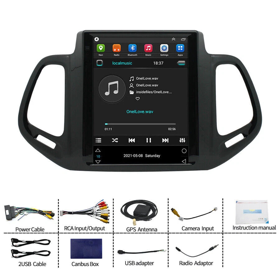 9.7" Vertical Android Stereo Radio Player for Jeep Compass (2017–2020)