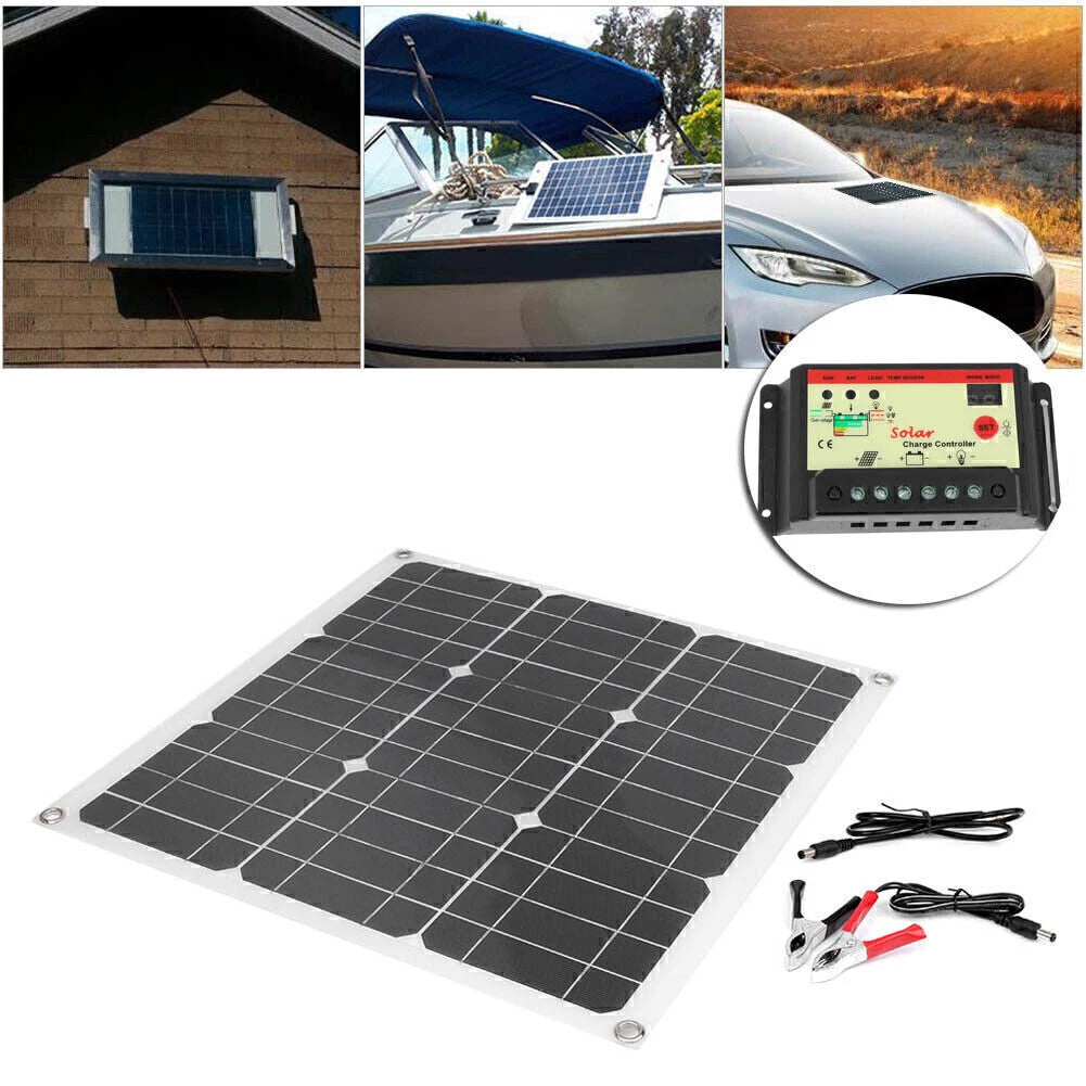 30W 20V Flexible Solar Panel Kit with 18V Controller for Home RV Boat