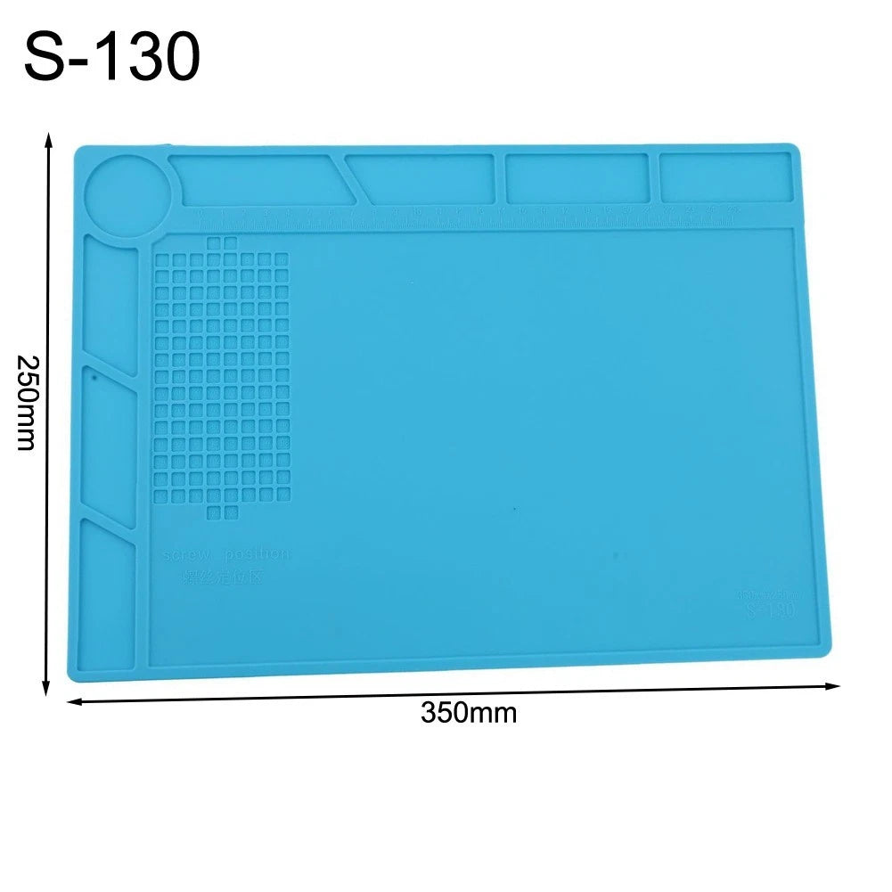 S130 Heat Resistant Silicone Pad for Electronics Soldering Work Mat (350x250mm)
