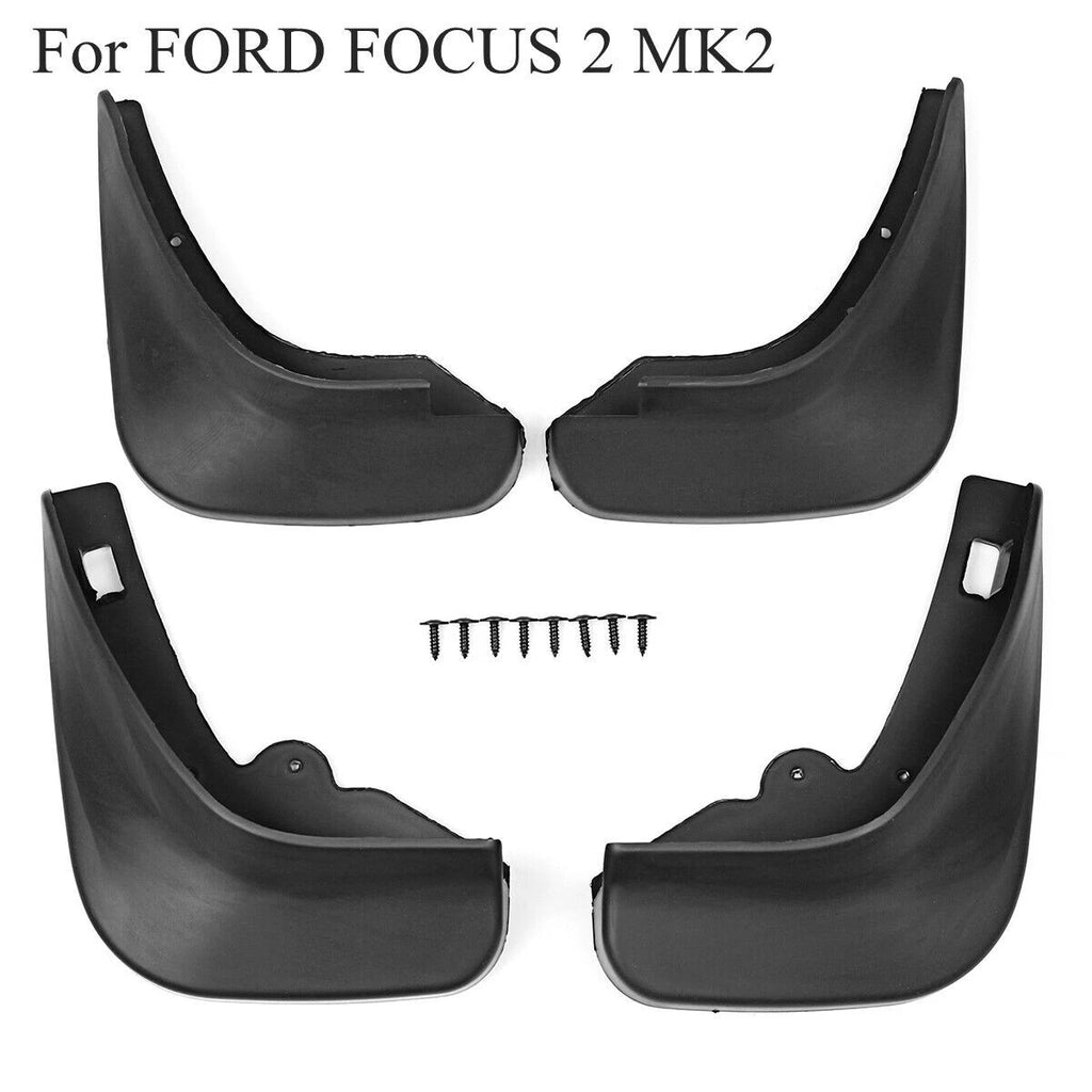 Set of 2 Black Mud Flaps for Ford Focus Sedan MK2 MK2.5 (2005–2011)