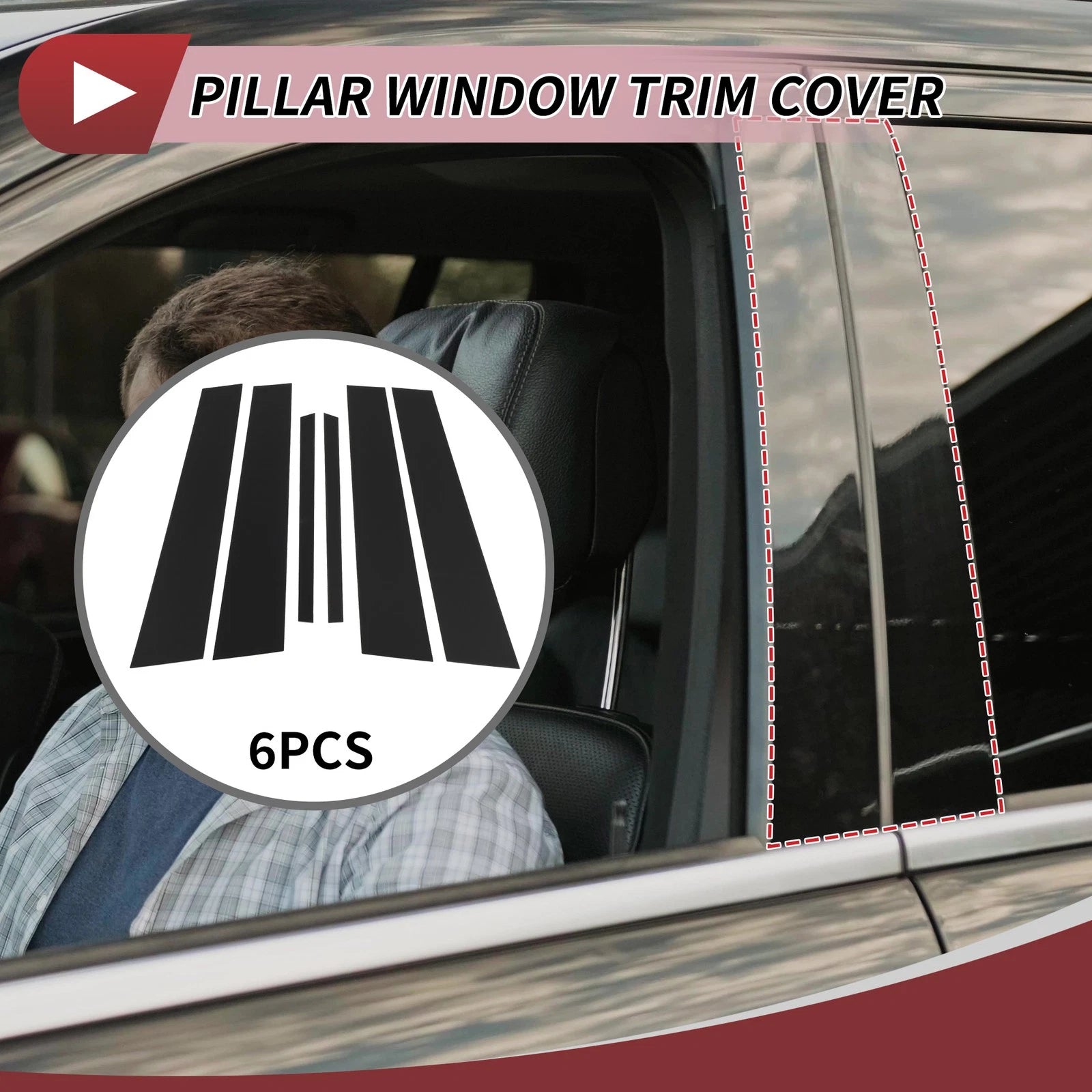 6 Pcs Door Pillar Window Trim Replacement for Mercedes C-Class (2008–2014)