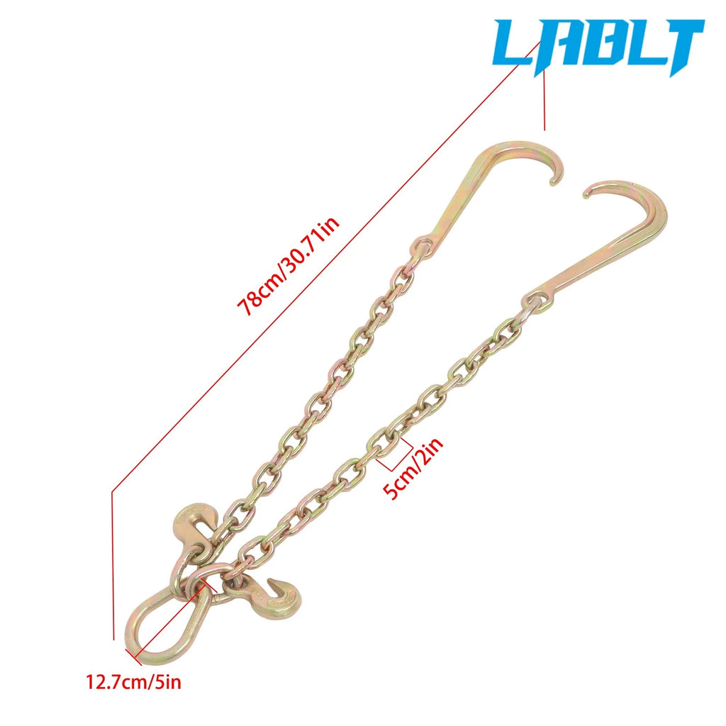 2X Double Limb Hook Chain for G80 Load 7100lbs (15 inch J Hooks)