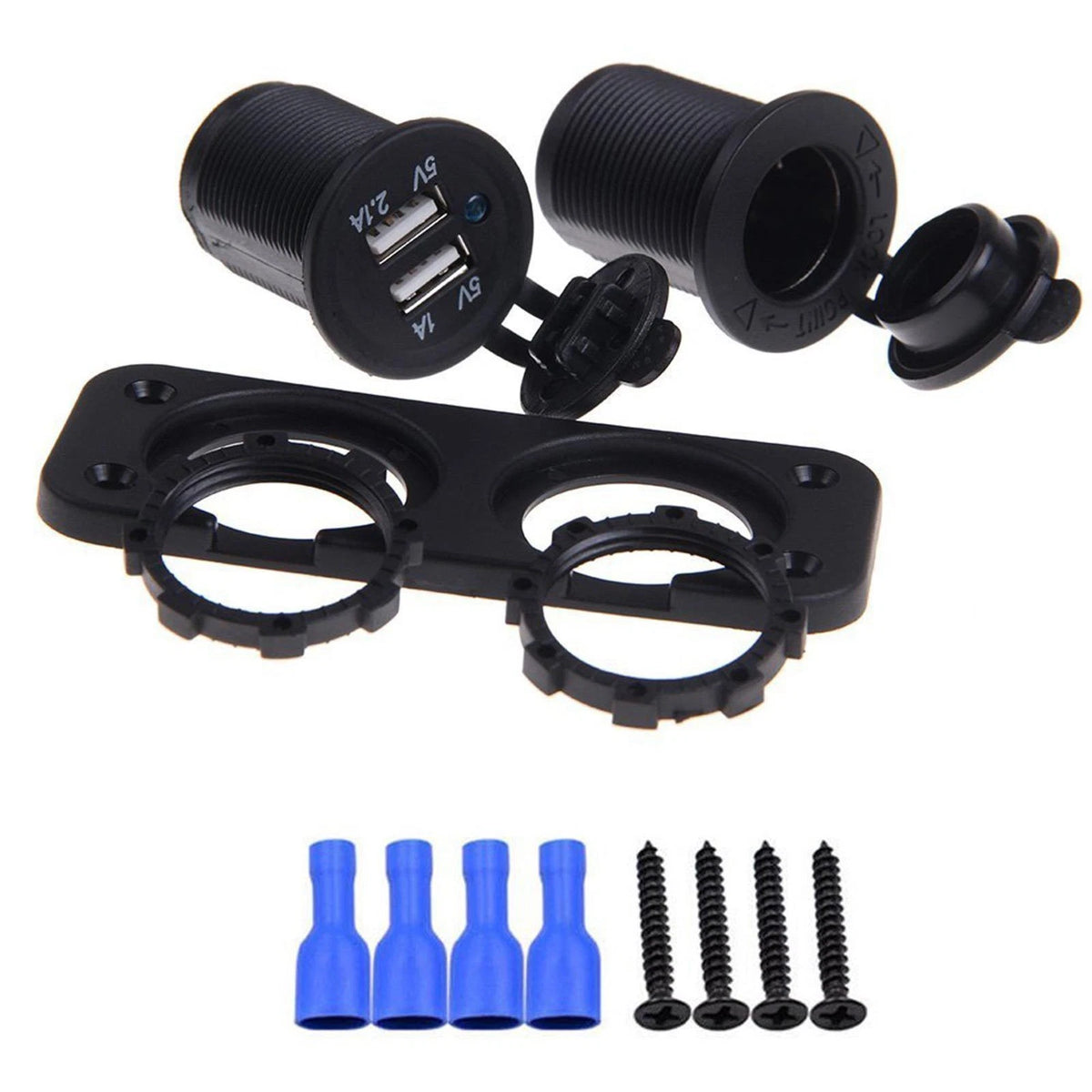 5V USB Car Cigarette Lighter Socket Splitter Charger with Blue Light