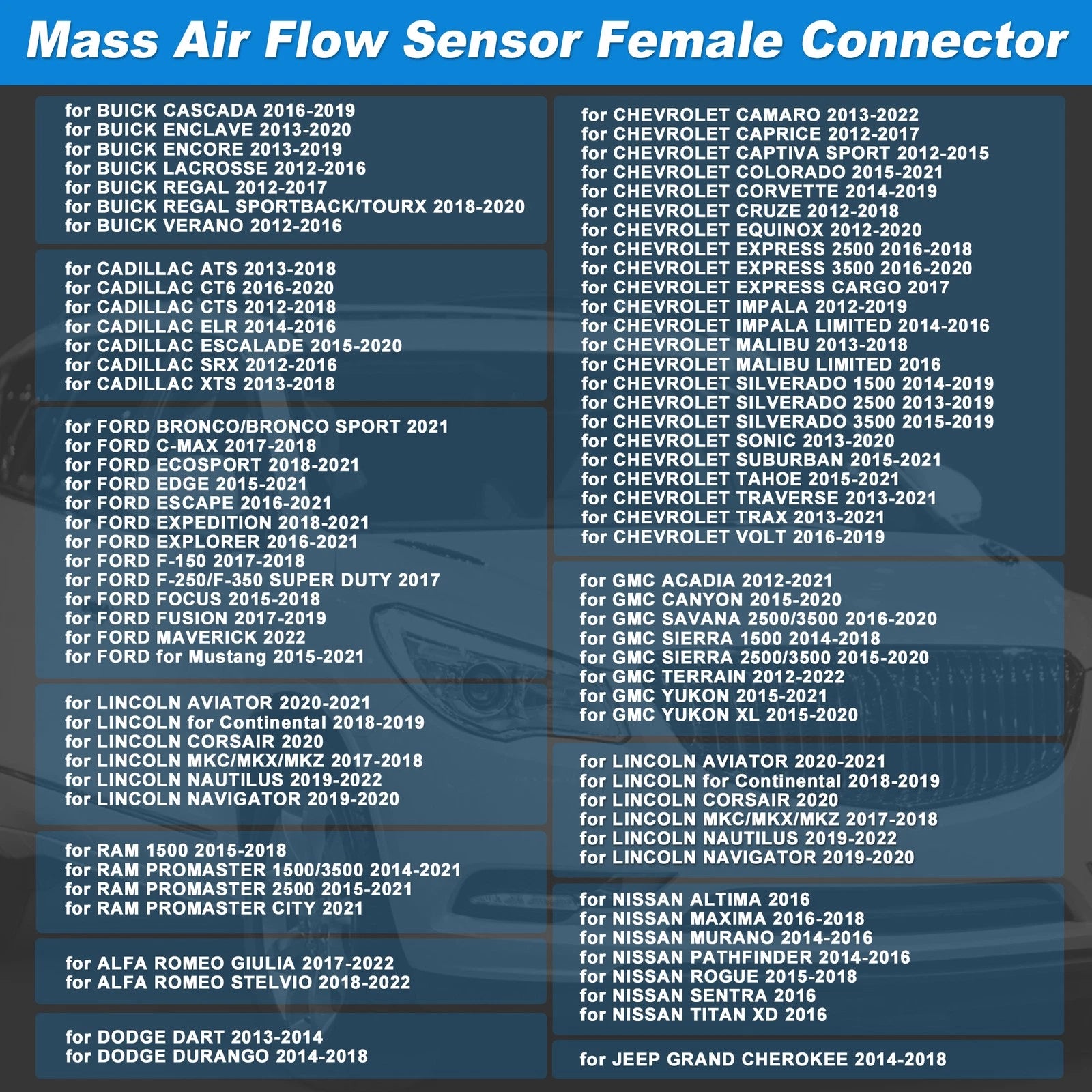 Mass Air Flow Sensor Connector Plug Pigtail Harness for Cadillac