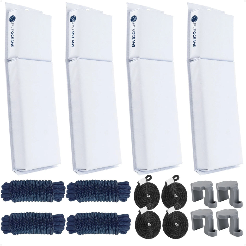 4-Pack White Flat Boat Fender Kit 24" x 6-7/8" x 2-1/2"