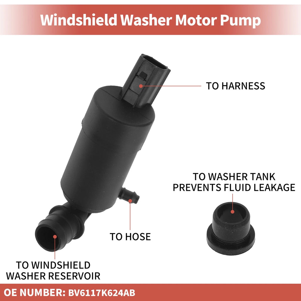 Windshield Washer Pump w/ Grommet for Ford (No.BV6117K624A)