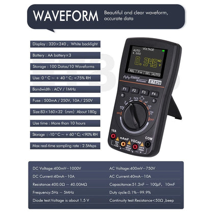 2X ET828 Digital Multimeter with Oscilloscope for Accurate Testing
