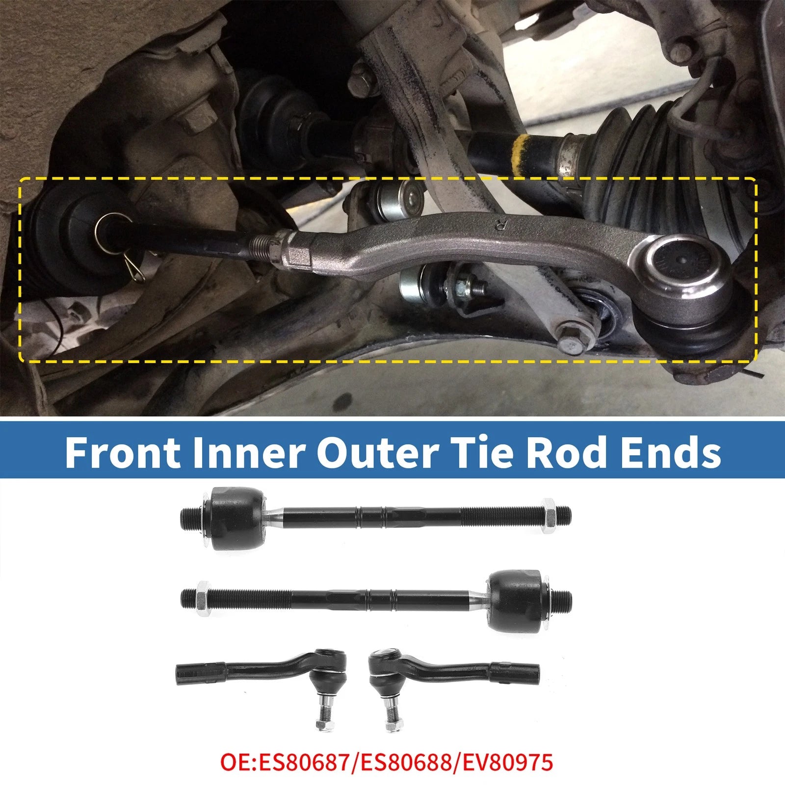 4PCS Front Inner Outer Tie Rod End Link for Mercedes-Benz C55 (2004–2006)