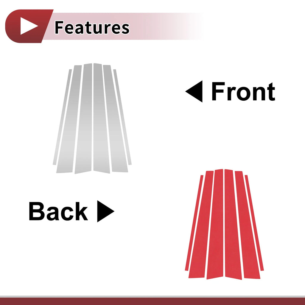 6 Pcs Window Trim Door Pillar Left Right for Toyota Highlander (2001–2007)
