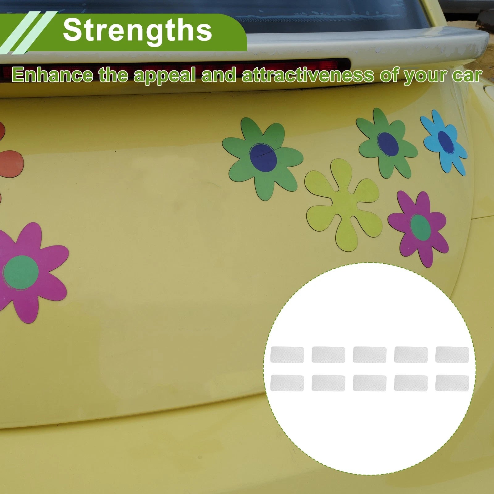 Set of 10 Reflective Bumper Decals for Universal Use
