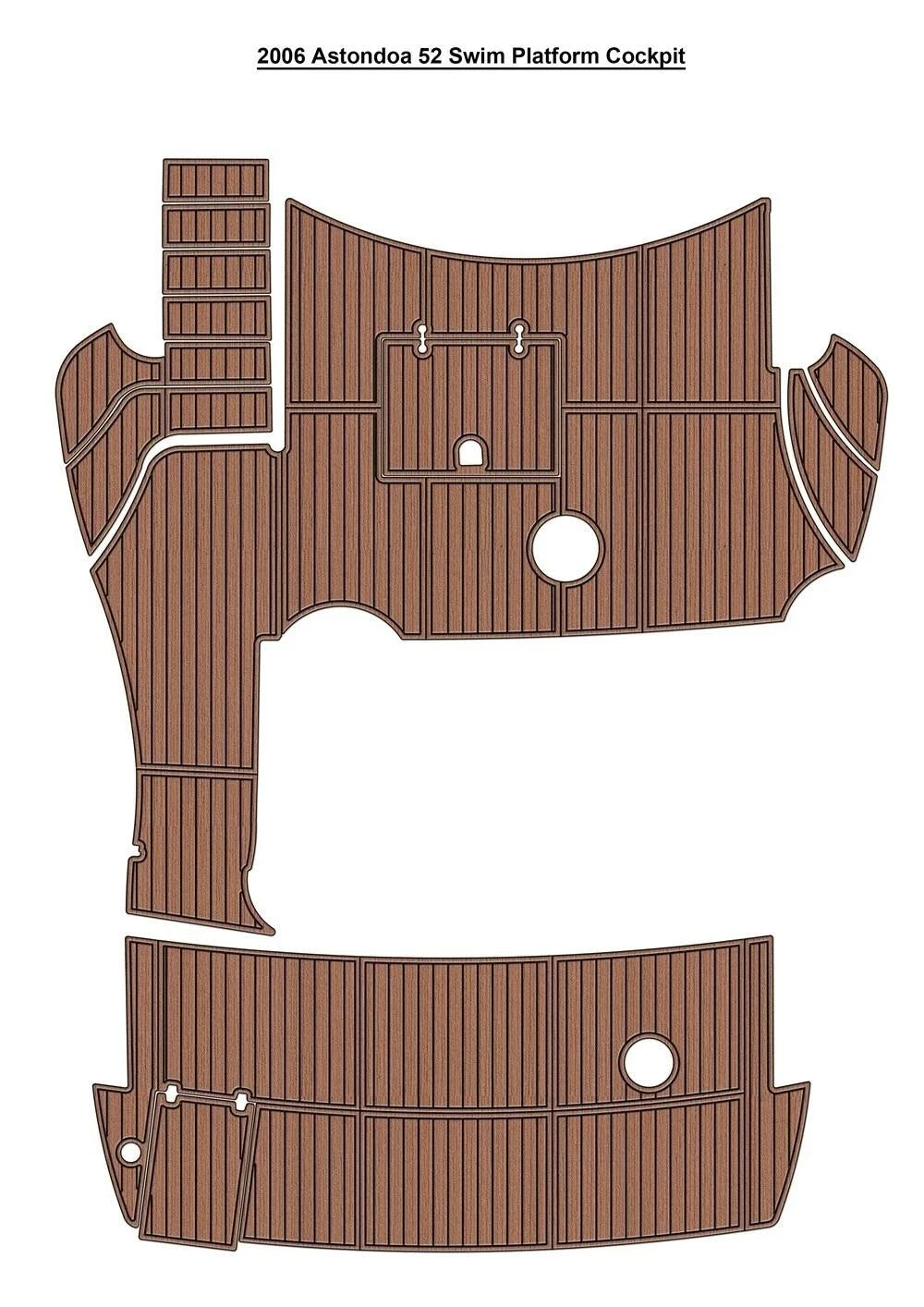 EVA Pads for Astondoa 52 Swim Platform Cockpit (2006) - Teak Faux Flooring Mat