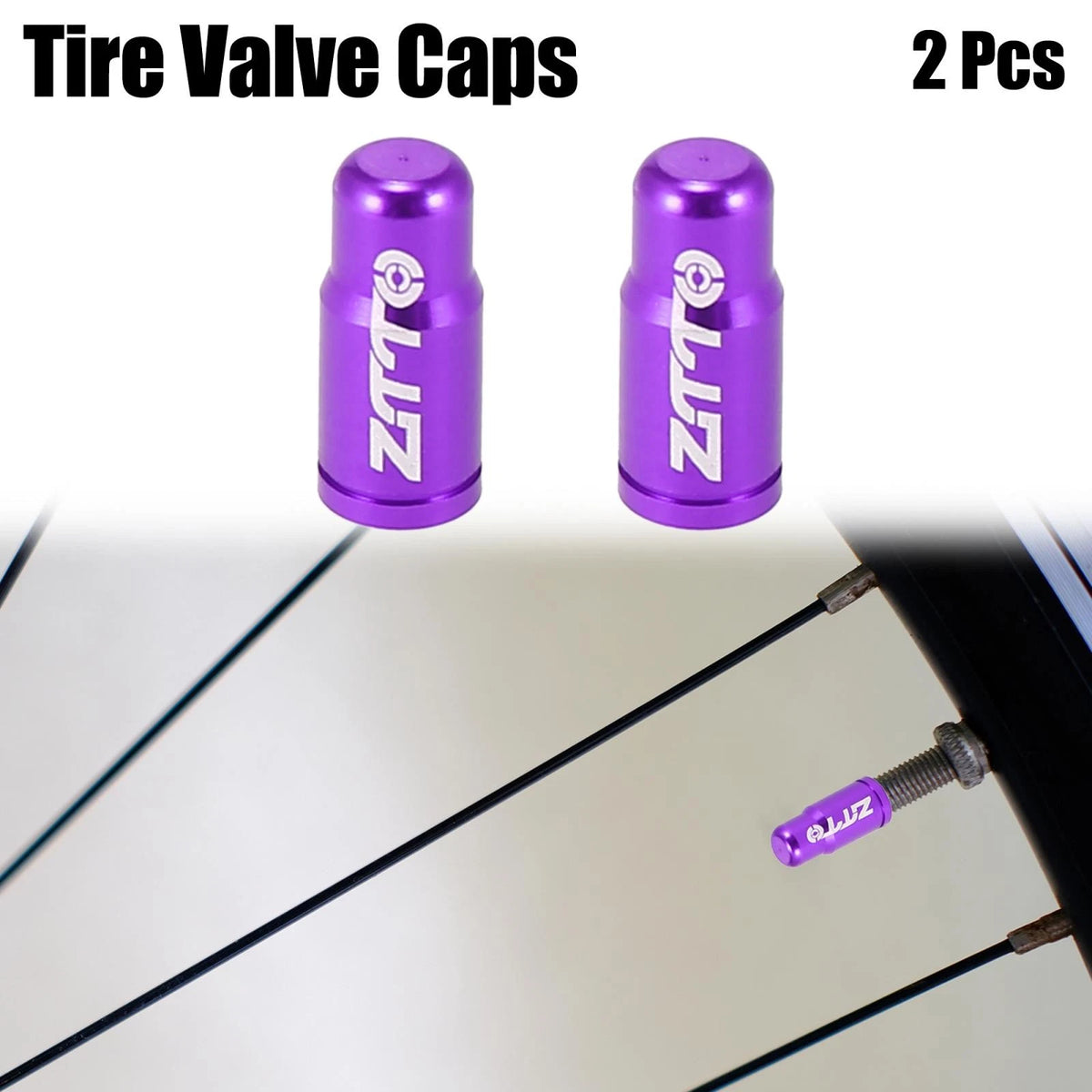Tire Valve Caps Dust Covers Set for Bicycle Road Bike MTB French Type (Purple)