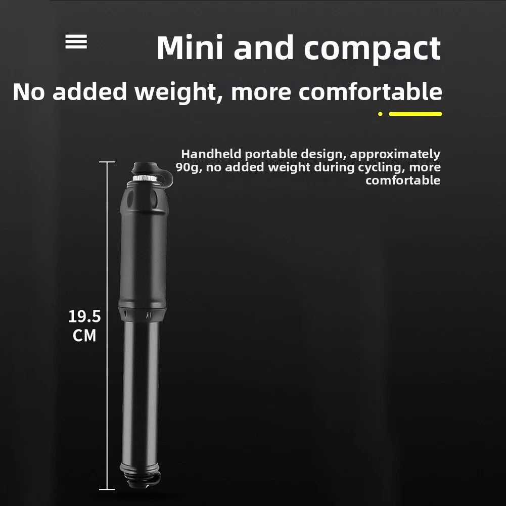 Compact Lightweight High Pressure Bike Pump for Bicycles and E-Bikes