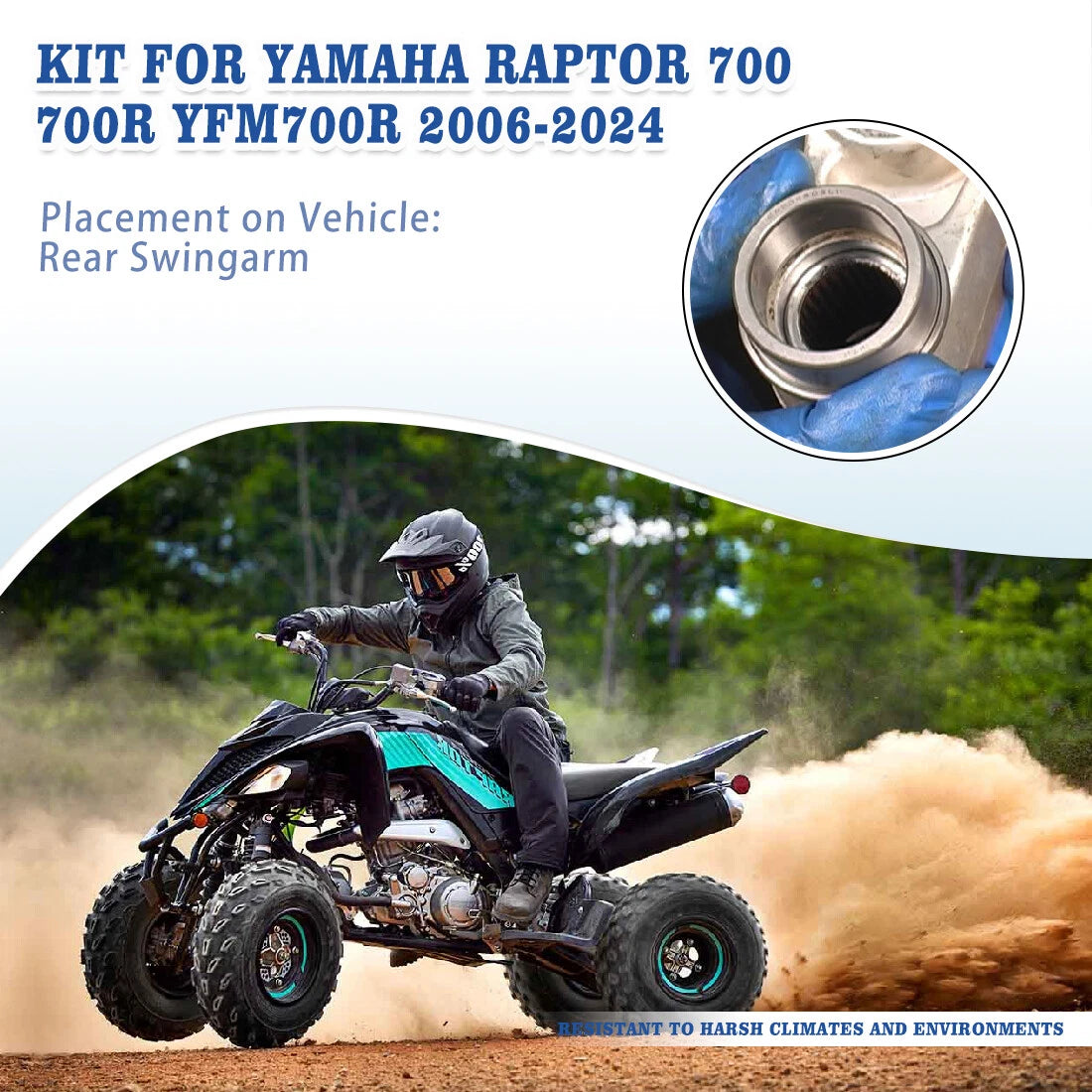 Rear Swing Arm Shaft Bearing Seal Bushing Kit for Yamaha Raptor 700 700R (2006–2024)