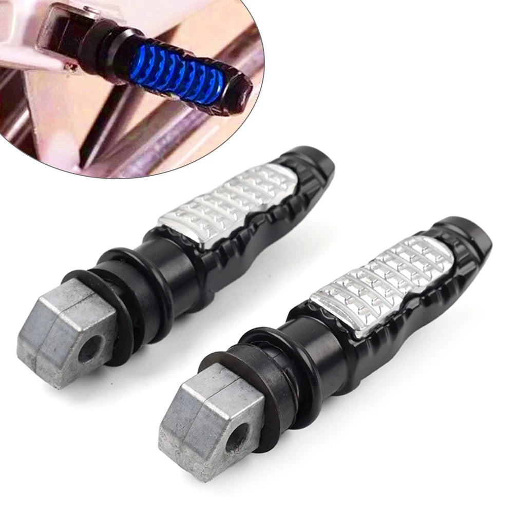 8MM Universal Motor Rear Footrest Foot Pegs Pedals For Harley For Honda Silver