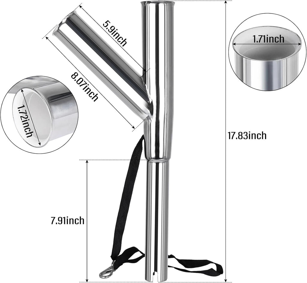 2Pcs Stainless Steel Outrigger Fishing Rod Holder 60° 90° for Universal Fit