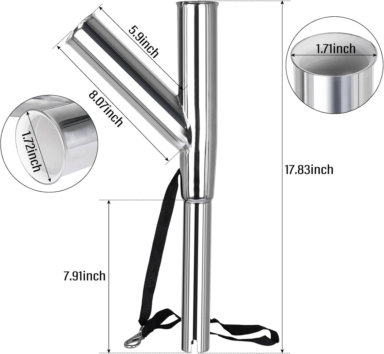 2Pcs Stainless Steel Outrigger Fishing Rod Holder 60° 90° for Universal Fit