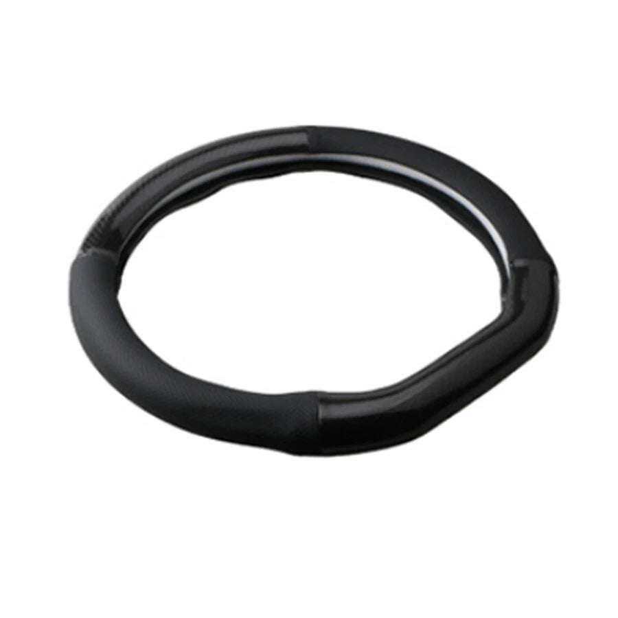Steering Wheel Cover for D-type Car (38cm, Perforated PU Leather, Carbon Fiber)