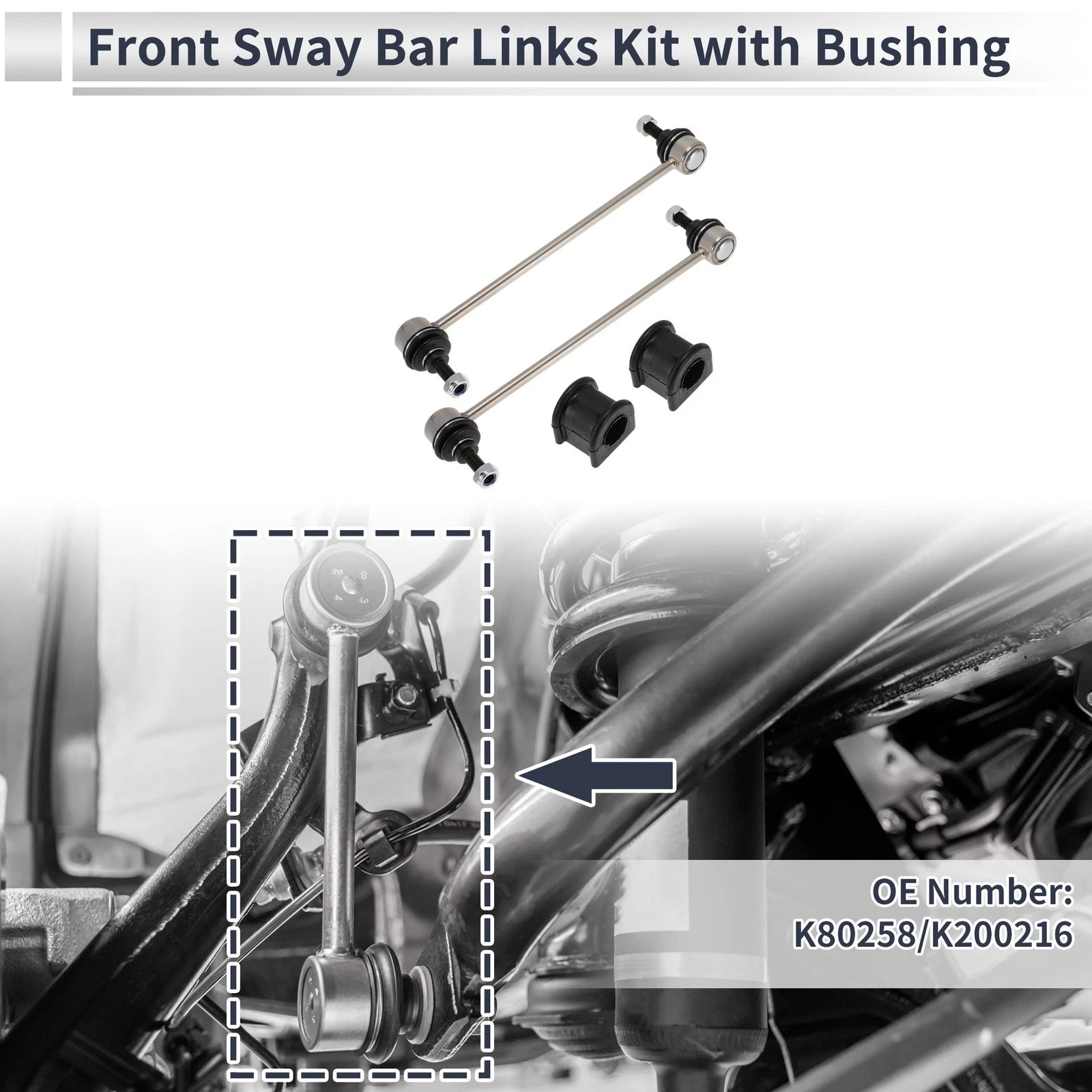 Front Stabilizer Bar Links with Bushings 2Pcs for Jeep Patriot (2011–2017)