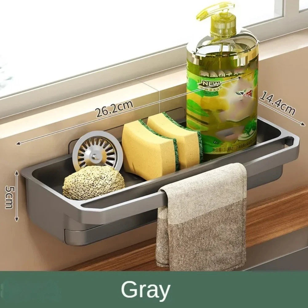Kitchen Sink Organizer Rack with Self Draining Expandable Shelf