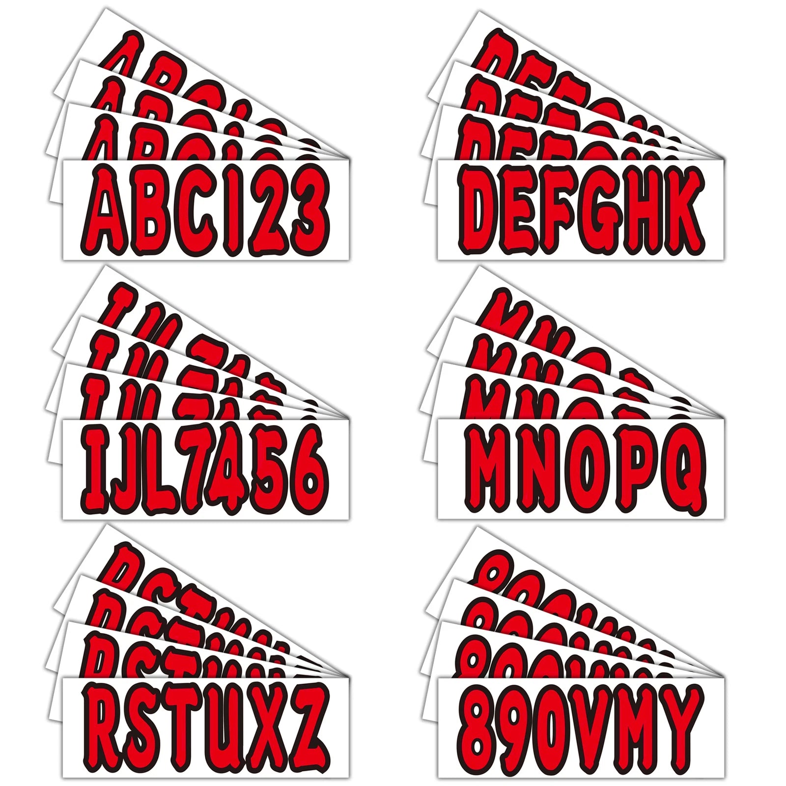 Set of 4 Boat Registration Decals A-Z & 0-9 Red