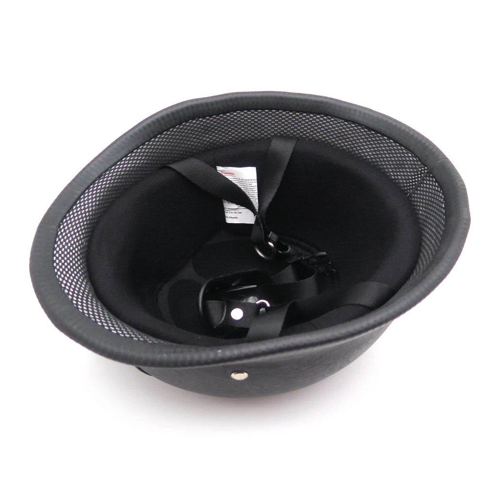 Black Leather Half Face Helmet for Motorcycle (DOT Approved)