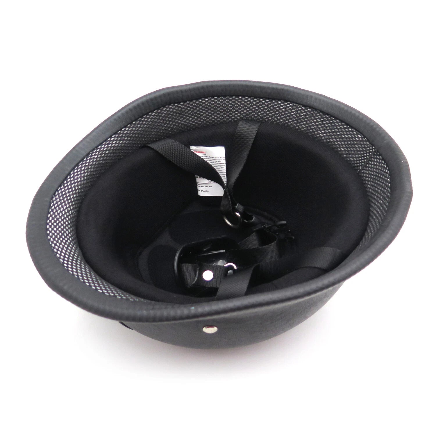 Black Leather Half Face Helmet for Motorcycle (DOT Approved)