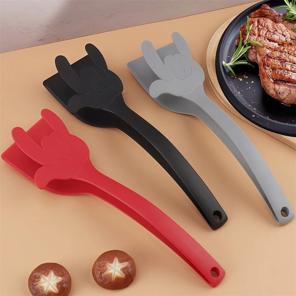 3X Nylon Flip Spatula Tongs Set for Kitchen Cooking Tool